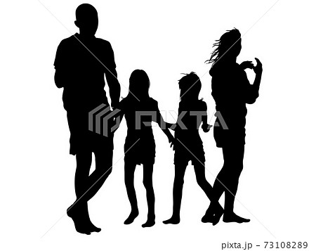 手つなぎ シルエット 親子 家族のイラスト素材