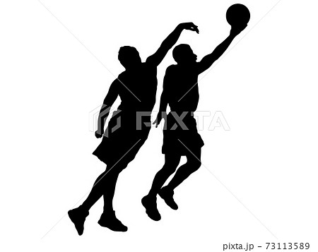 バスケットボール シルエット 影 シュートの写真素材