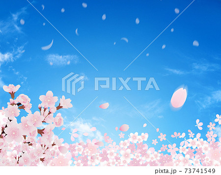 桜 風景 イラスト 青空のイラスト素材