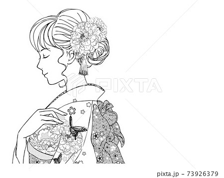 和服 ウェディング 女性 横顔のイラスト素材