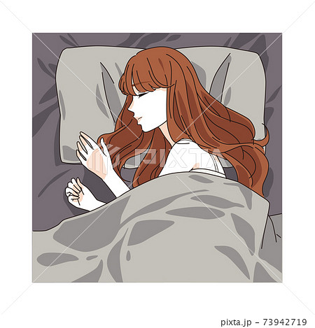 女性 女の子 寝る 横になるのイラスト素材