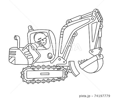 ショベルカー塗り絵のイラスト素材 Pixta