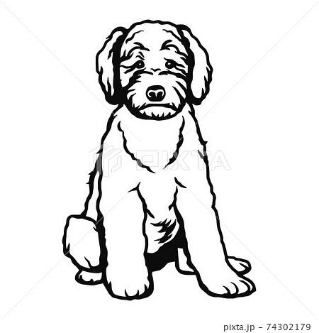 犬 モノクロ 白黒 子犬のイラスト素材