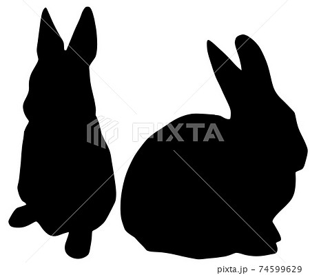 可愛いウサギのシルエットのイラスト素材