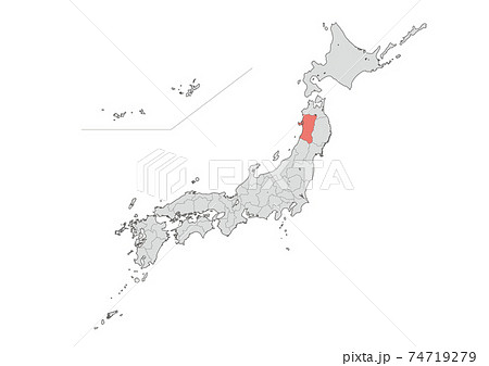 秋田 秋田県 地図 日本地図の写真素材