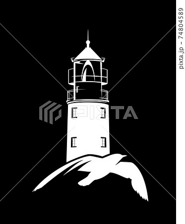 灯台シルエットのイラスト素材
