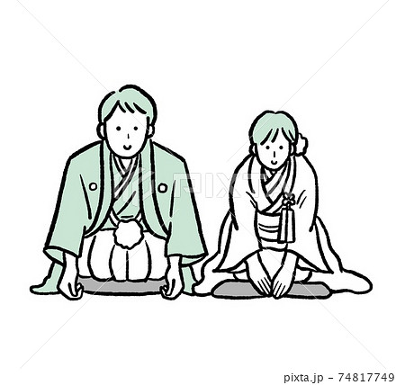 可愛い新郎新婦 かわいいのイラスト素材