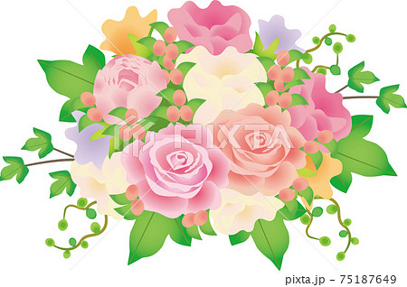 花 薔薇 花束 ブーケのイラスト素材
