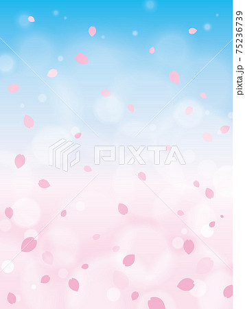 桜の花びらが舞う幻想的な背景 縦 のイラスト素材