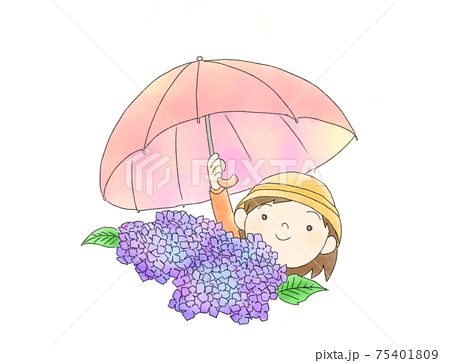 子供 雨 傘 女の子のイラスト素材