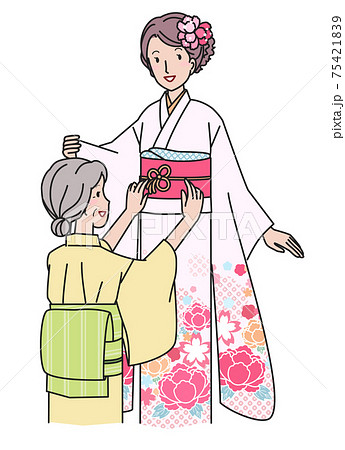 着物着付けのイラスト素材