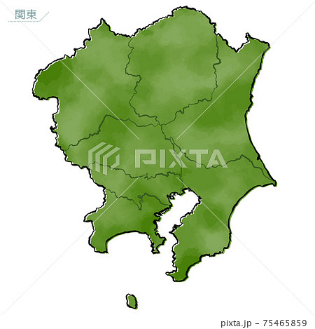 神奈川県地図のイラスト素材