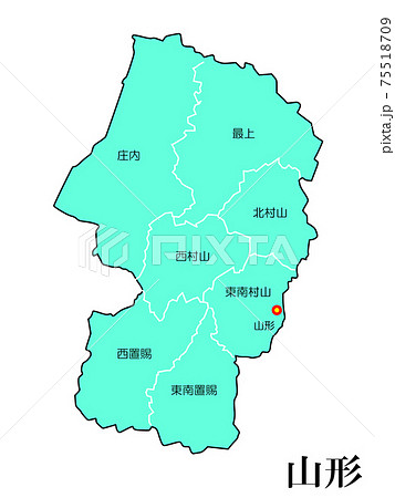 山形県 日本地図 日本列島 日本のイラスト素材