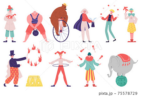 ゾウのサーカスのイラスト素材