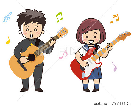 アコースティックギター かわいいのイラスト素材