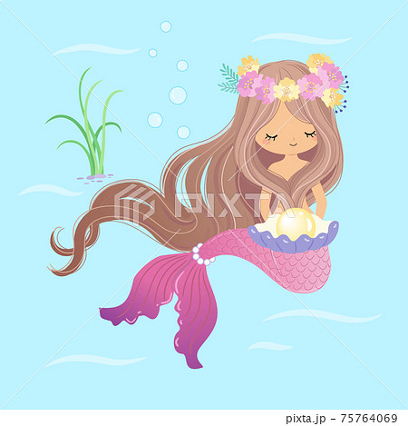 人魚 女性 イラスト 綺麗のイラスト素材