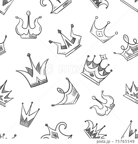 冠 王冠 モノクロ イラスト 白黒の写真素材