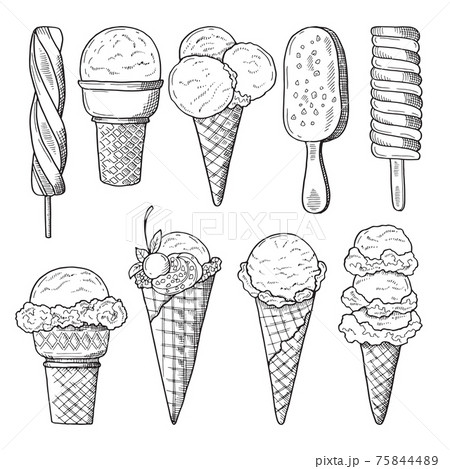 アイスクリーム 看板 味 絵のイラスト素材