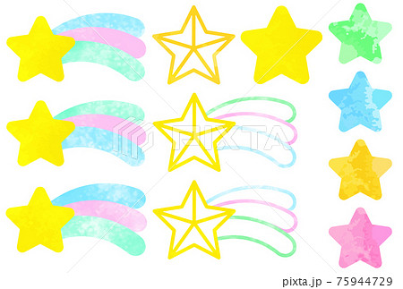 流れ星 イラスト 流星 白背景の写真素材