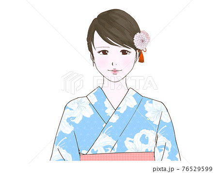 浴衣 女の子 イラスト かわいいのイラスト素材