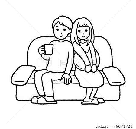 見つめ合う カップル イラストのイラスト素材