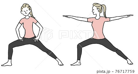 呼吸筋 ストレッチ 女性 エクササイズのイラスト素材