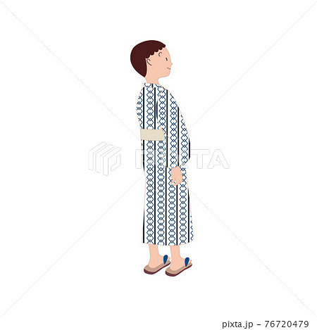 着物 後ろ姿 和装 全身のイラスト素材