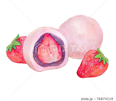 イチゴ大福のイラスト素材