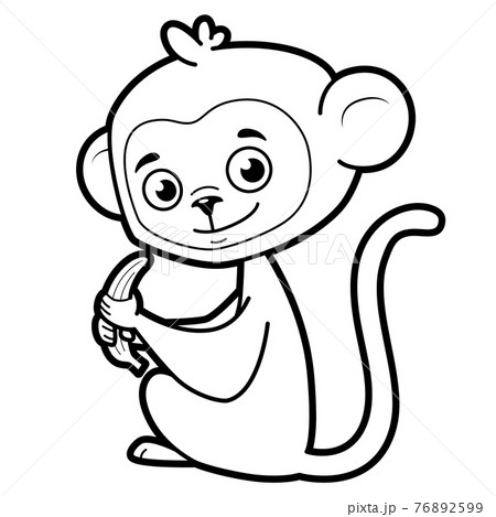 さる サル 猿 塗り絵のイラスト素材
