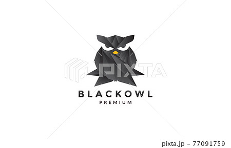 ふくろう フクロウ 梟 ロゴの写真素材