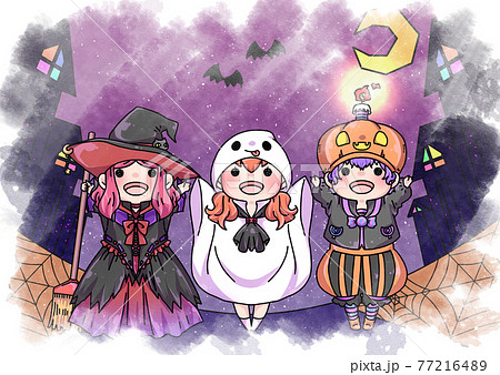 かわいい 女の子 イラスト ハロウィンの写真素材