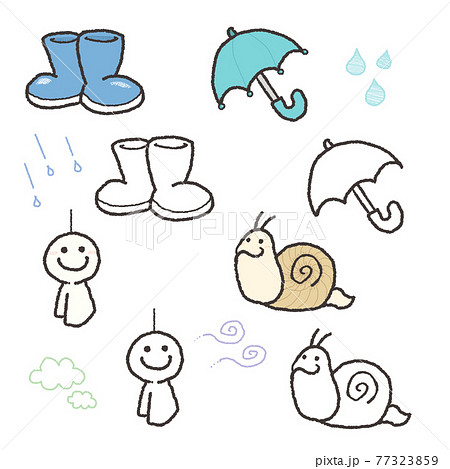 雨 傘 梅雨 手描きのイラスト素材