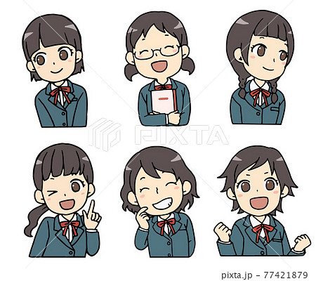 サイド三つ編みのイラスト素材