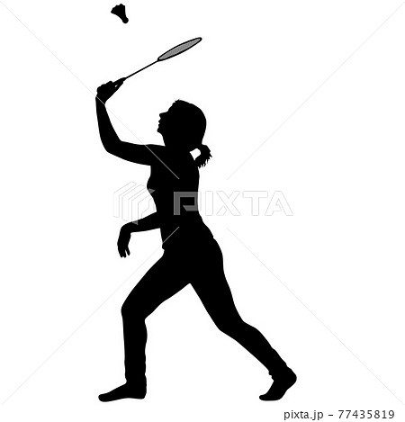 バドミントン シャトルコック ラケット シルエットのイラスト素材