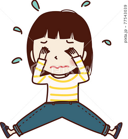 女の子 ベクター 子供 泣くのイラスト素材