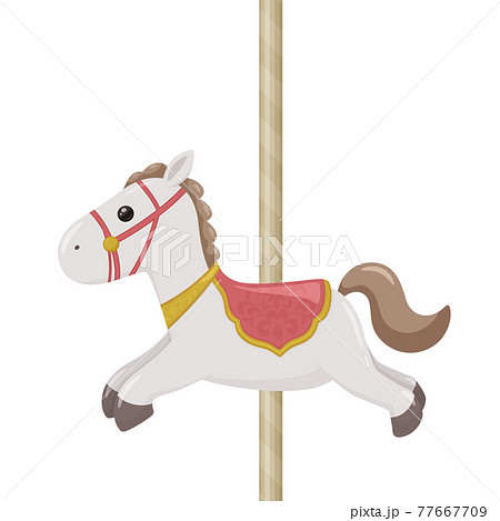 メリーゴーランド 馬 白馬 遊具の写真素材