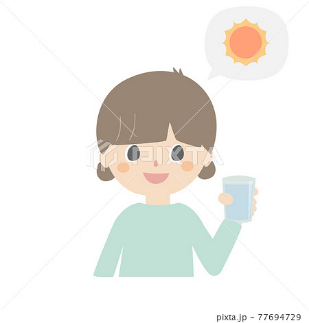 水分補給 子供 コップ イラストのイラスト素材