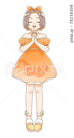 女の子 人物 全身 リボンのイラスト素材