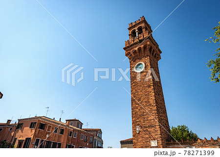 時計塔 ムラーノ島 ベネツィア イタリアの写真素材
