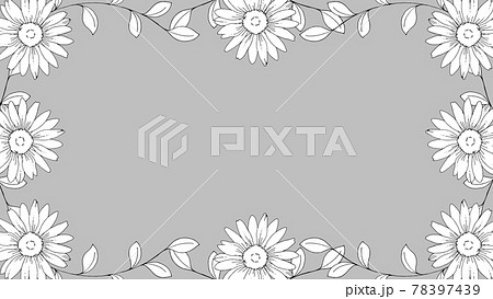 花 モノクロ 白黒 ガーベラのイラスト素材