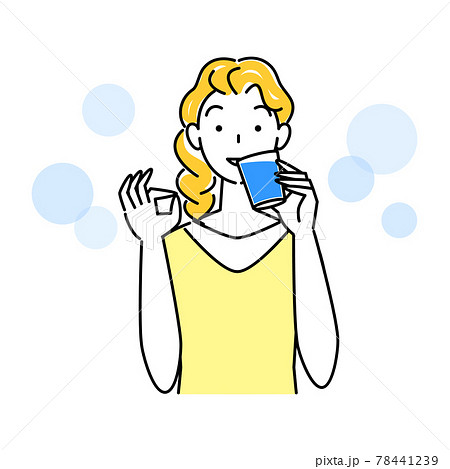 水 飲む 女性 水分補給のイラスト素材