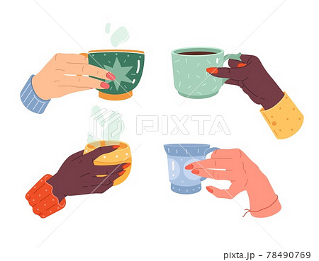 皿 料理 持つ 手のイラスト素材