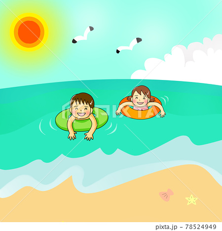 海 海水浴 男の子 子供のイラスト素材