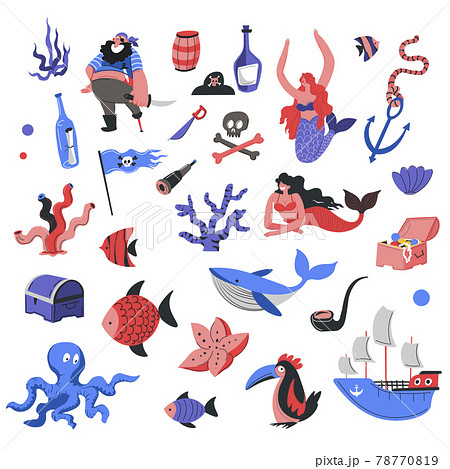 海賊 マーメイド マーメード 人魚のイラスト素材