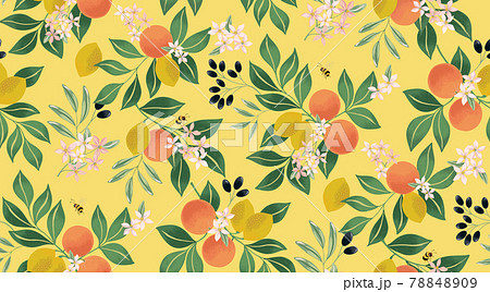 Elegant and beautiful seamless orange flower - Stock Illustration  [68829324] - PIXTA