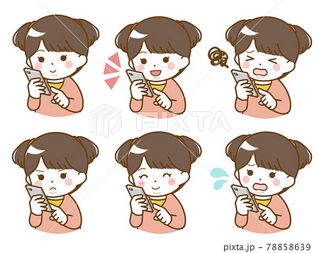 女の子 幼児 子ども 考えるのイラスト素材