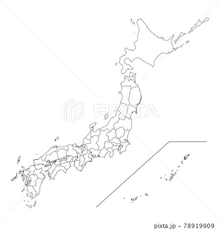日本地図 白地図 日本 地図のイラスト素材