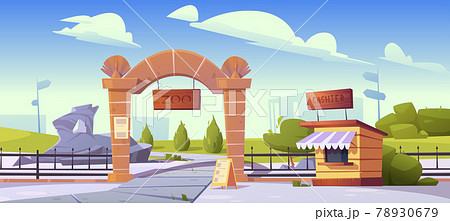 動物 動物園 イラスト 柵のイラスト素材