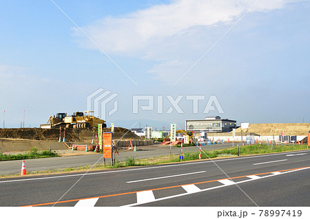 道路盛土 工事の写真素材