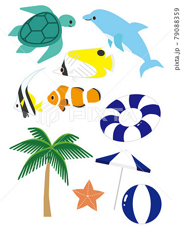 イルカの浮き輪のイラスト素材